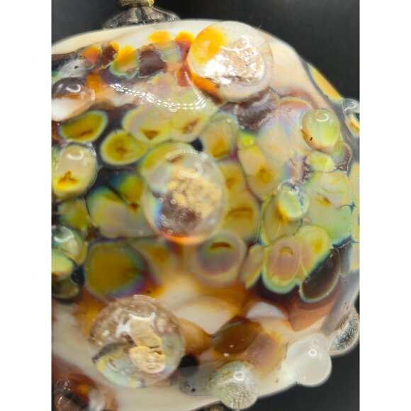 Hand Blown Art Glass Pendant Necklace Silver & Gold Nuggets 24g Artisan Lampwork - Picture 3 of 7